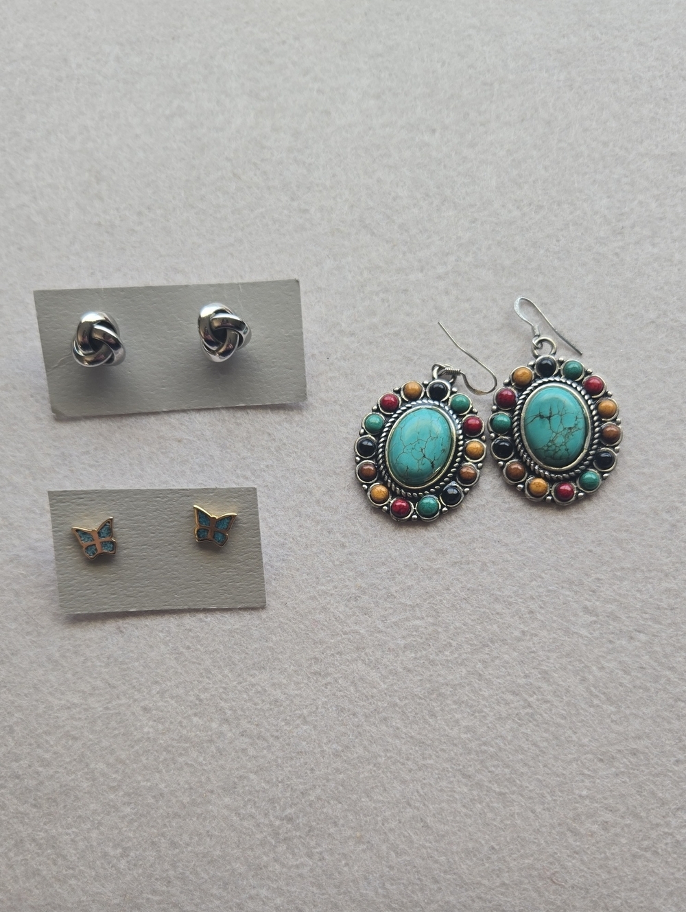 Turquoise Multi-Color Boho Drop Earrings - Celtic Knot Vtg Butterfly Earrings